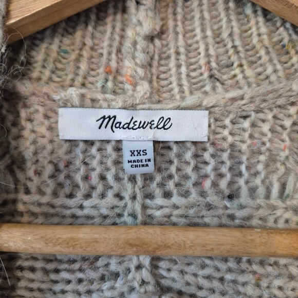 Madewell Wool, Alpaca, Silk Blend Cable Knit Open Cardigan Oversized XXS - Picture 7 of 10